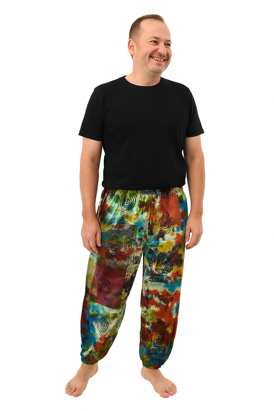 Patchwork Tie Dye Cargo Trousers