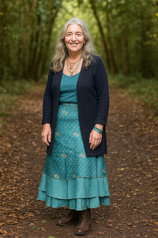 Mid Calf Length Sari Silk Wrap Skirt