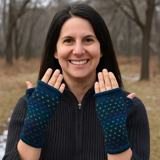 Dotty Wool Fleece Lined Wrist Warmer