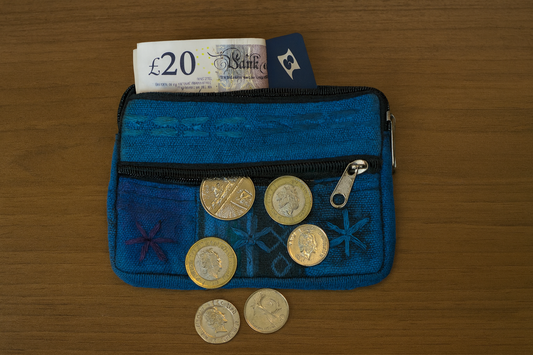 Large Hand-Embroidered Stonewashed Cotton Purse