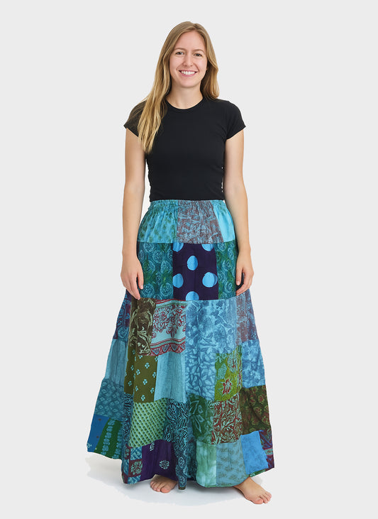 Patchwork Overdyed Cotton Skirt