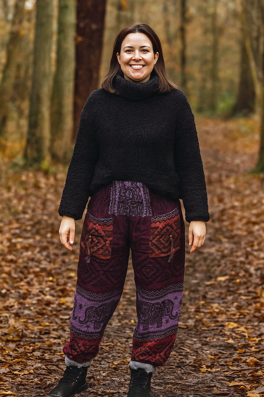 Acrylic Fleece Elephant Harem Trousers