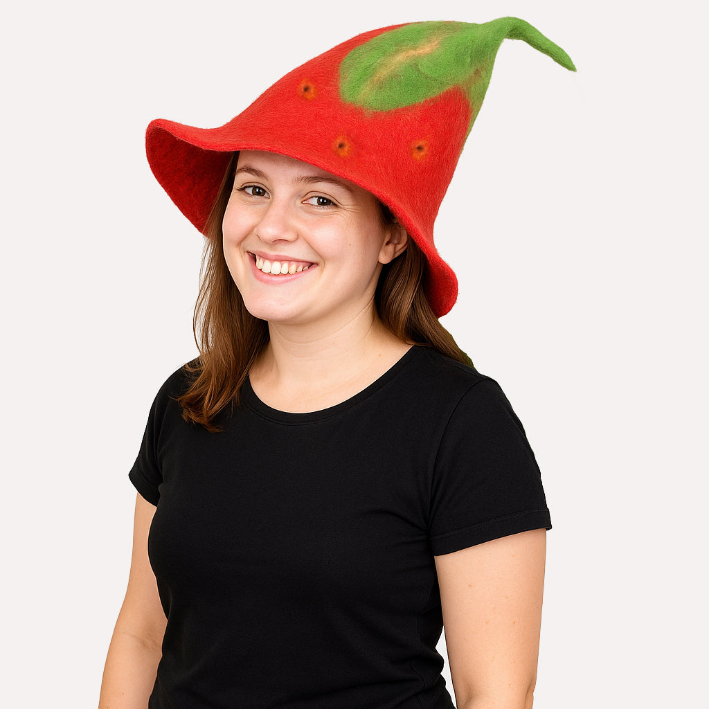 Felt Hat - Strawberry Cone