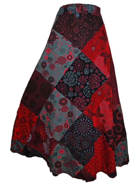 Patchwork Cotton Wrap Skirt