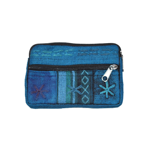 Large Hand-Embroidered Stonewashed Cotton Purse