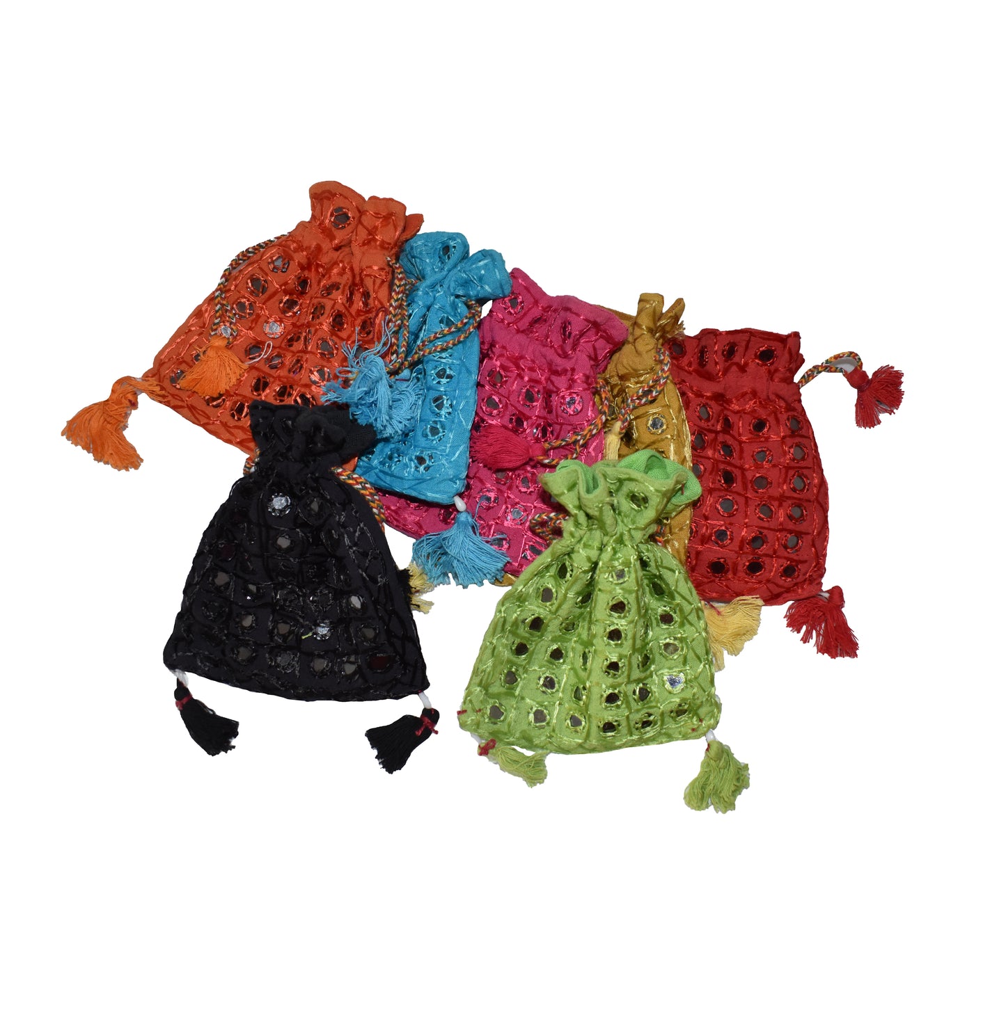 Assorted Recycled Mirror Drawstring Bag