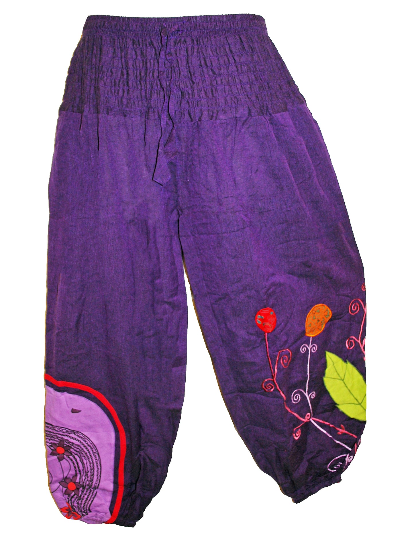 Hippy Flower Pattern Cotton Trousers