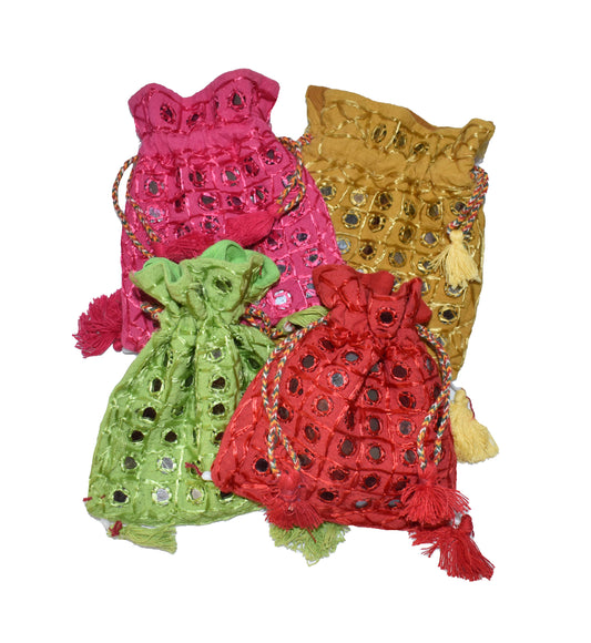 Assorted Recycled Mirror Drawstring Bag