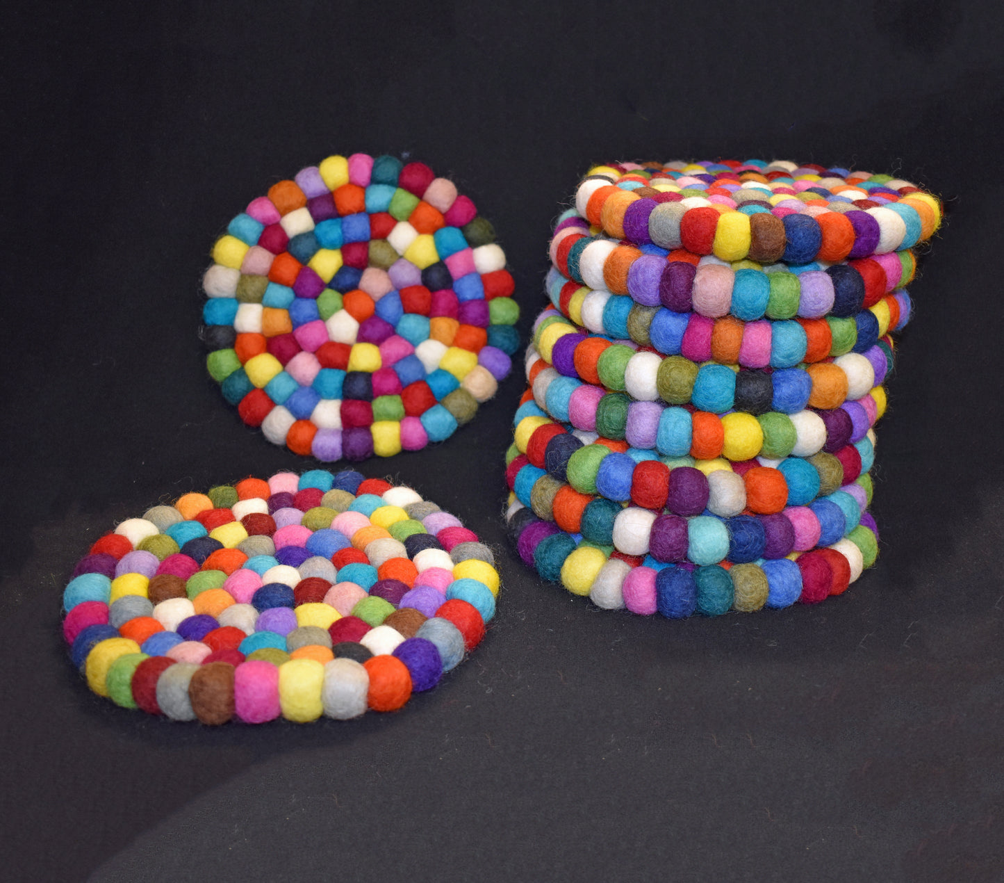 Large Multicoloured Felt Ball Mat 20cm