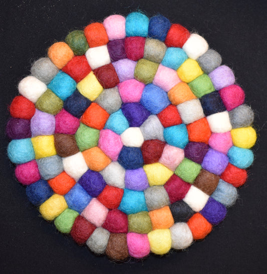 Large Multicoloured Felt Ball Mat 20cm