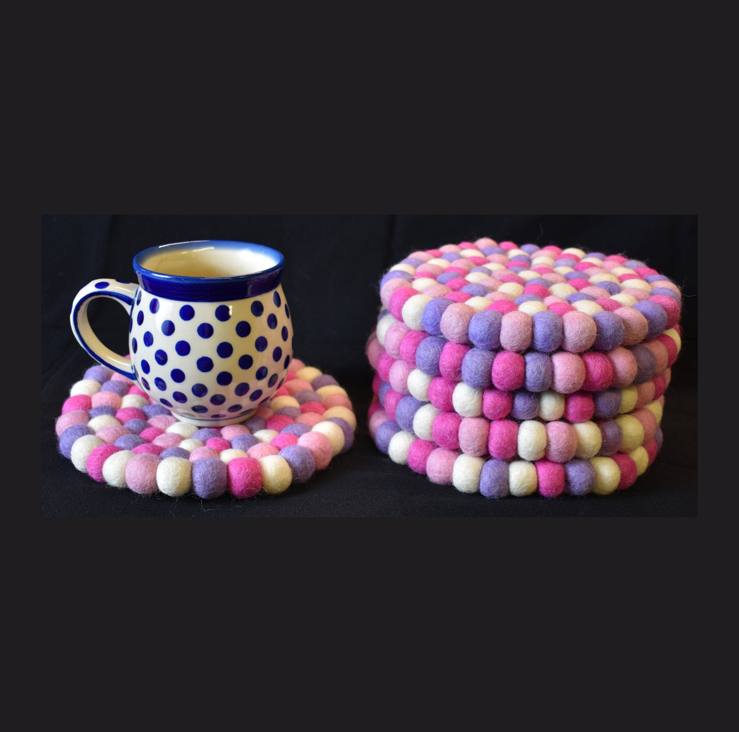 Large Light Pink Felt Ball Mat 20cm