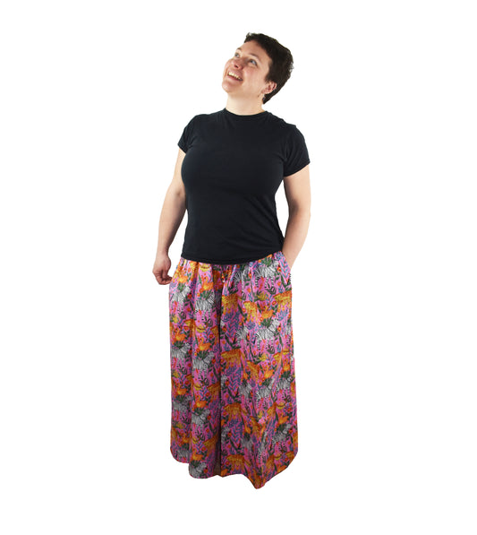 Indian Print Wide Leg Palazzo Trousers