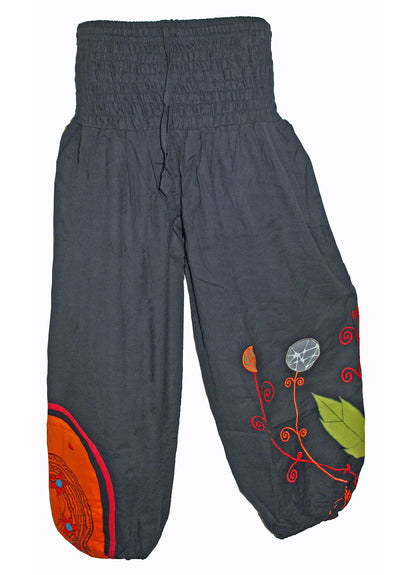 Hippy Flower Pattern Cotton Trousers