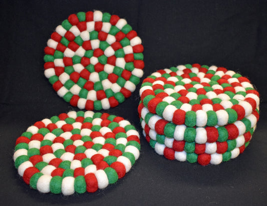 Large Red Green Felt Ball Mat 20cm