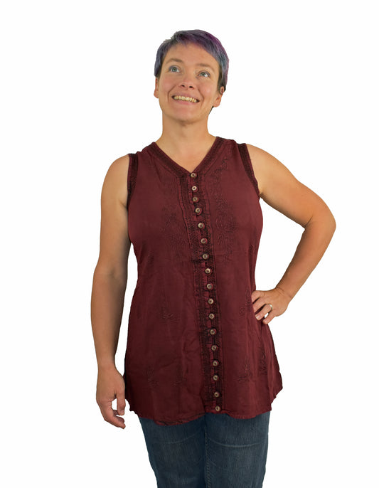 Embroidered Sleeveless Blouse