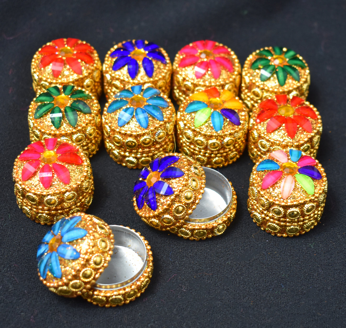 Gold Trinket Pill Boxes x 12