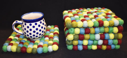 Large Square Green Felt Ball Mat 20cm