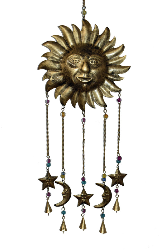 Large Gold Hanging Sun & Moon