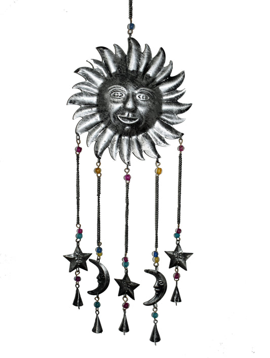 Large Silver Hanging Sun & Moon