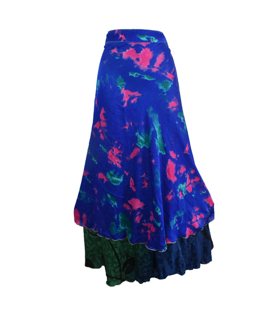 Long Sari Silk Wrap Skirt
