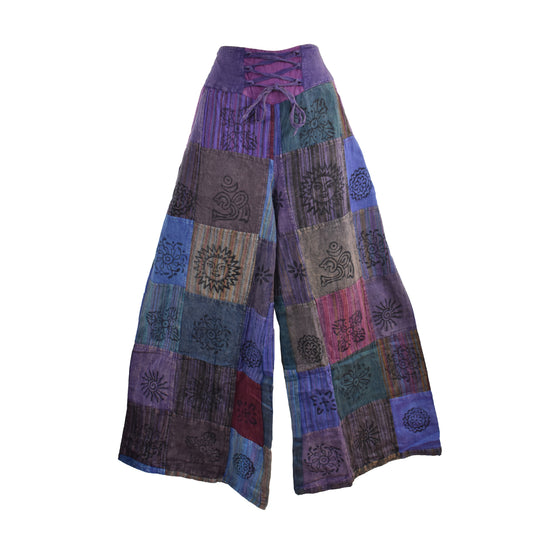 Patchwork Printed Wide Leg Trousers