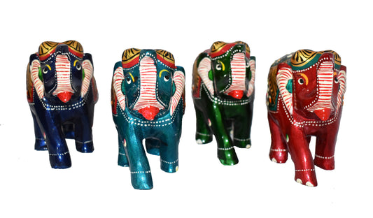 Hand Painted Wood and Resin Elephants