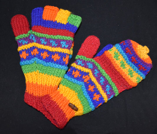 Rainbow Knitted Wool Fleece Lined Hunter Gloves