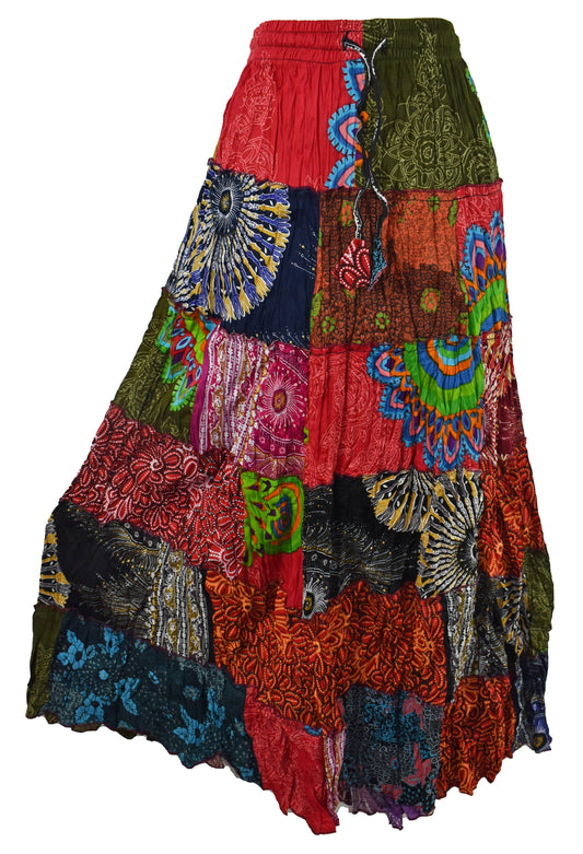 Patchwork Printed Rayon Skirt