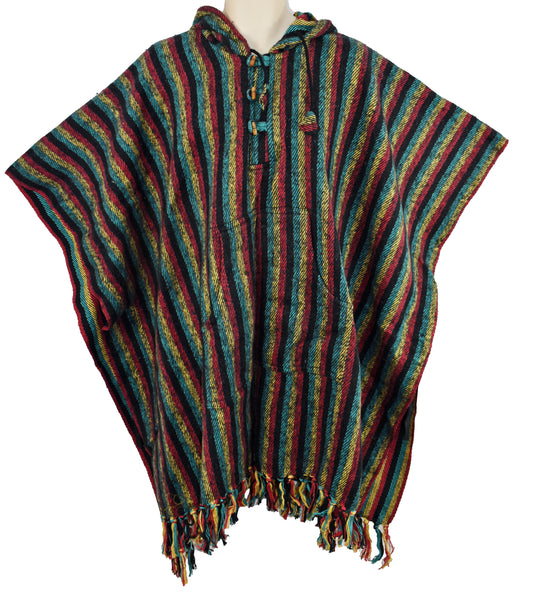 Woven Cotton Hooded Poncho