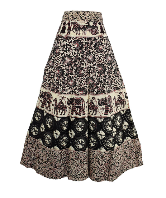 Hand Printed Cotton Wrap Skirt