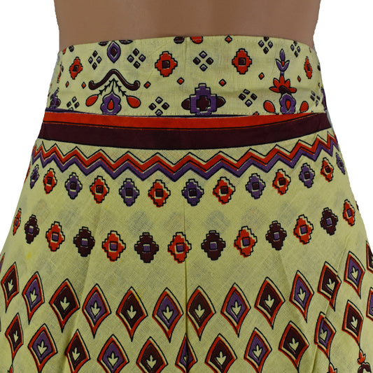 Hand Printed Cotton Wrap Skirt
