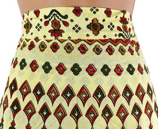Hand Printed Cotton Wrap Skirt