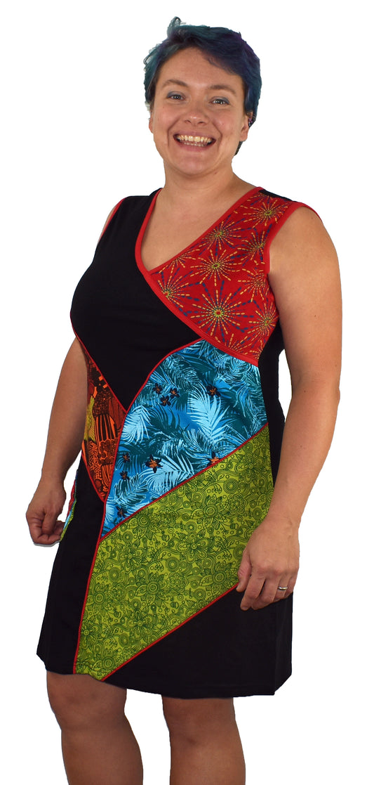 Rainbow Flowers Cotton Dress