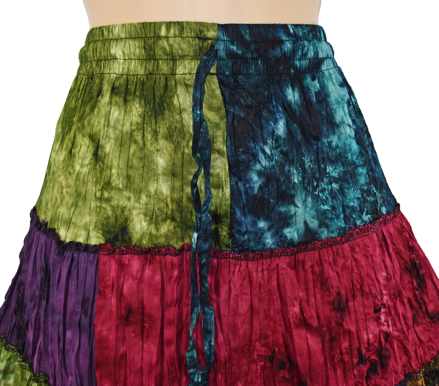 Patchwork Tie Dye Rayon Skirt