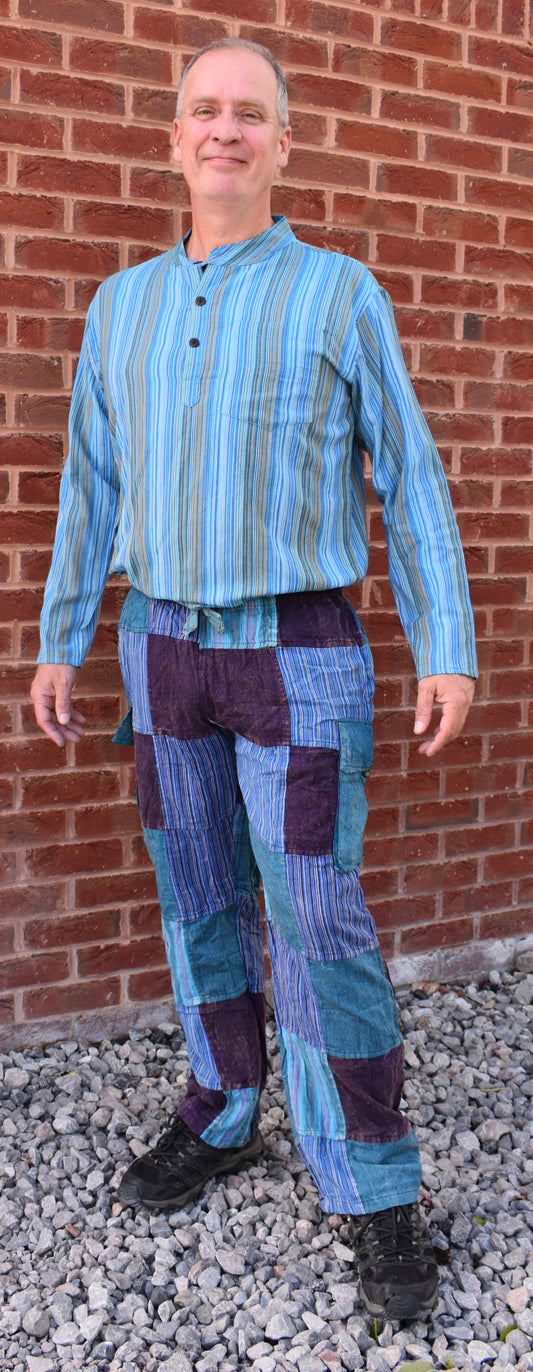 Patchwork Stonewashed Cargo Trousers