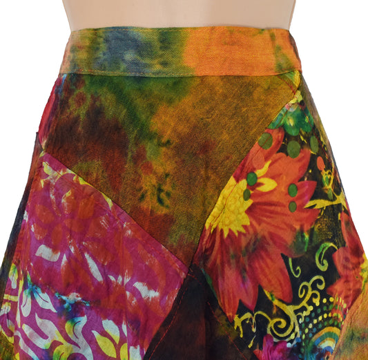 Tie Dye Patchwork Wrap Skirt