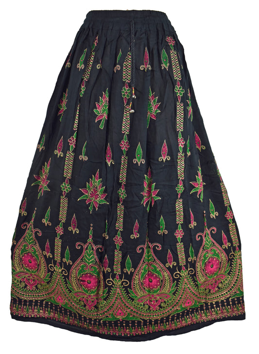 Gold Printed Indian Rayon Skirts