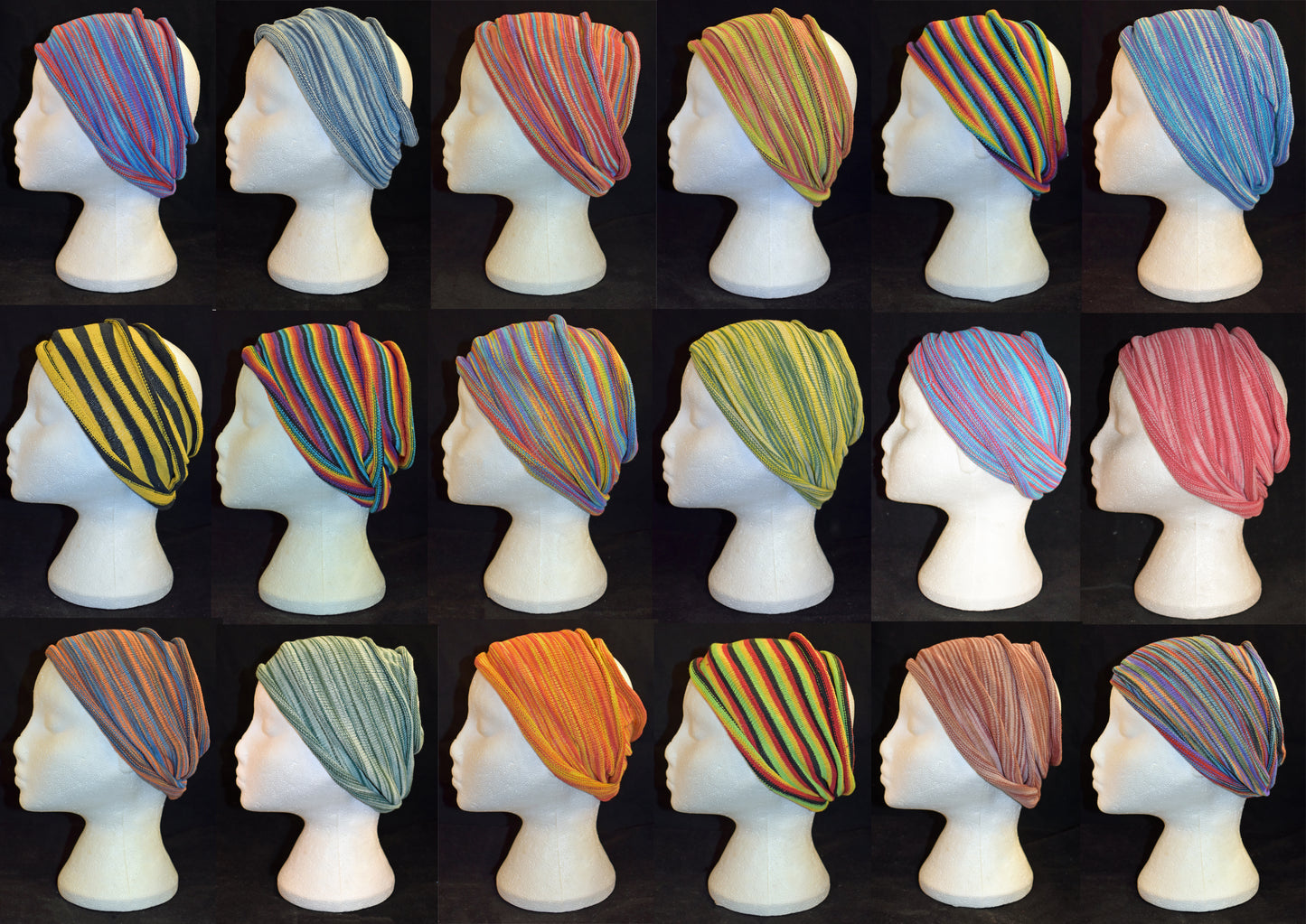 Double Length Striped Cotton Hair Band