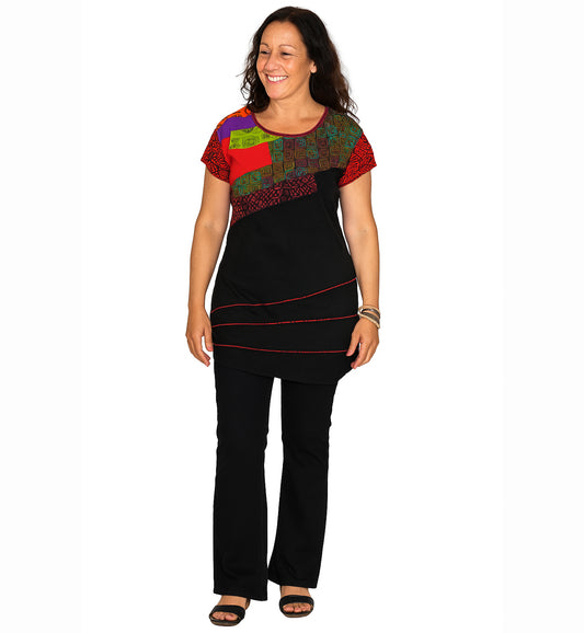 Boho Printed Cotton Cap Sleeve Top