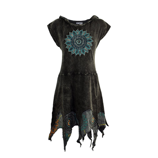 Pixie Hem Stonewashed Hooded Dress