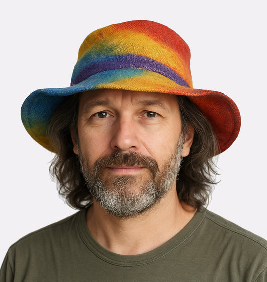 Rainbow Tie Dye Hemp Sun Hat