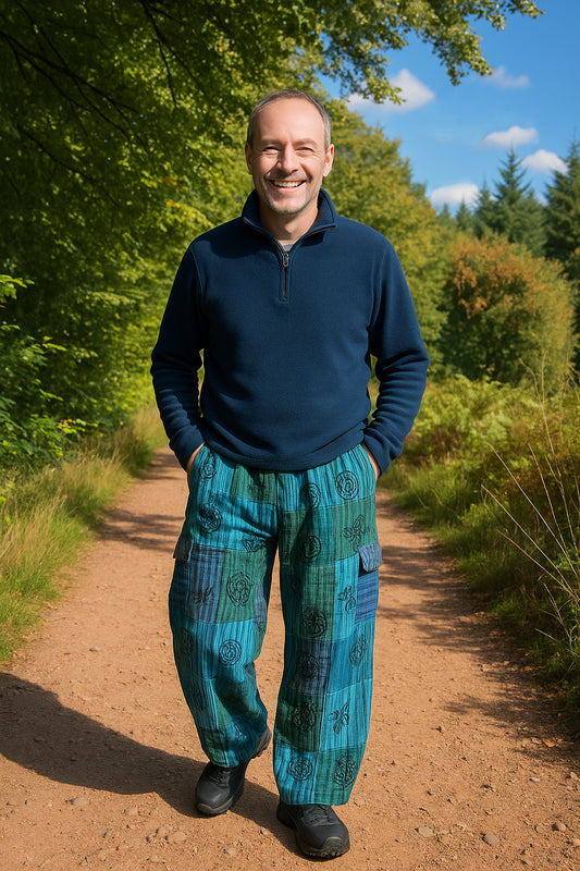 Patchwork Printed Cotton Trousers