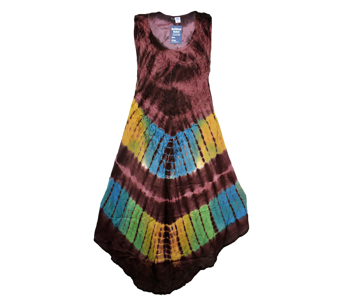 Tie Dye Embroidered Umbrella Dress