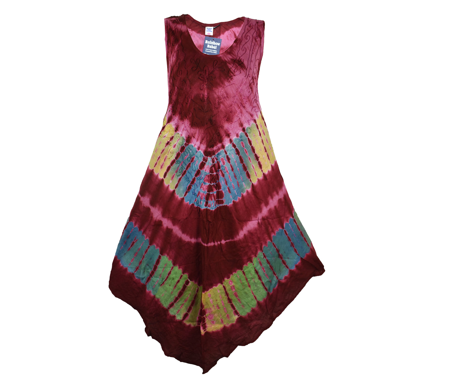 Tie Dye Embroidered Umbrella Dress
