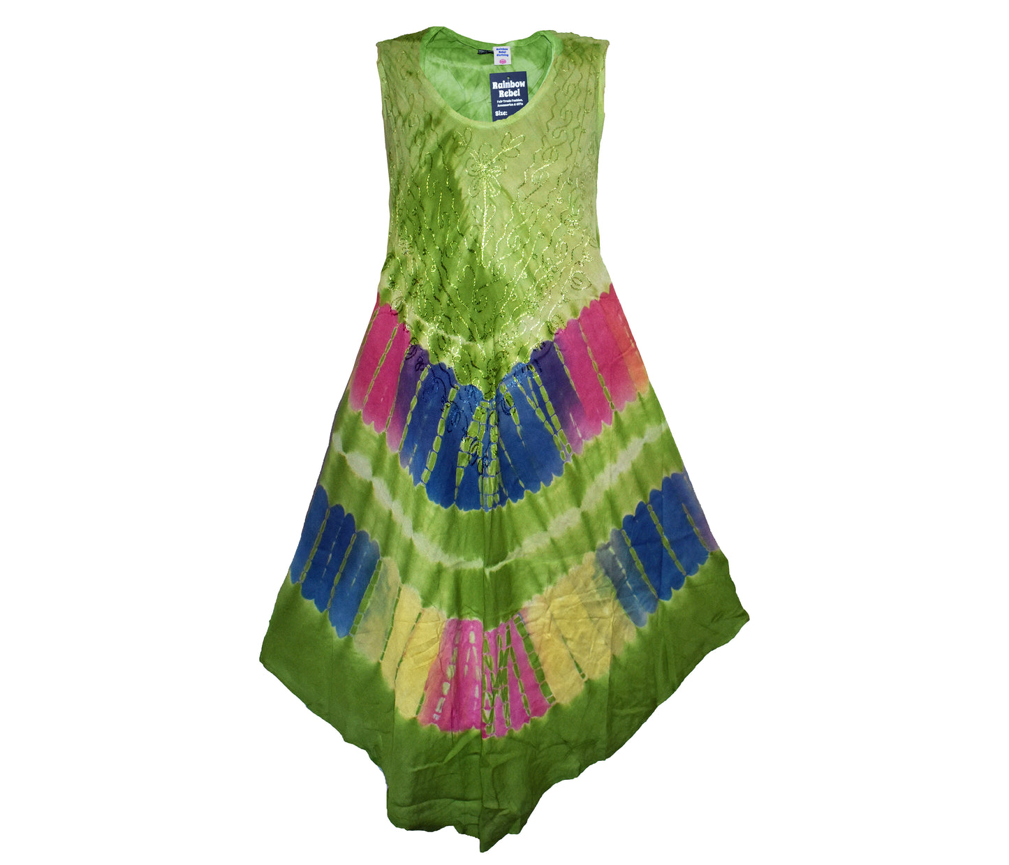 Tie Dye Embroidered Umbrella Dress