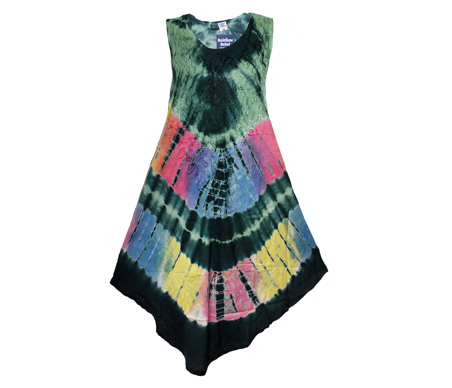 Tie Dye Embroidered Umbrella Dress