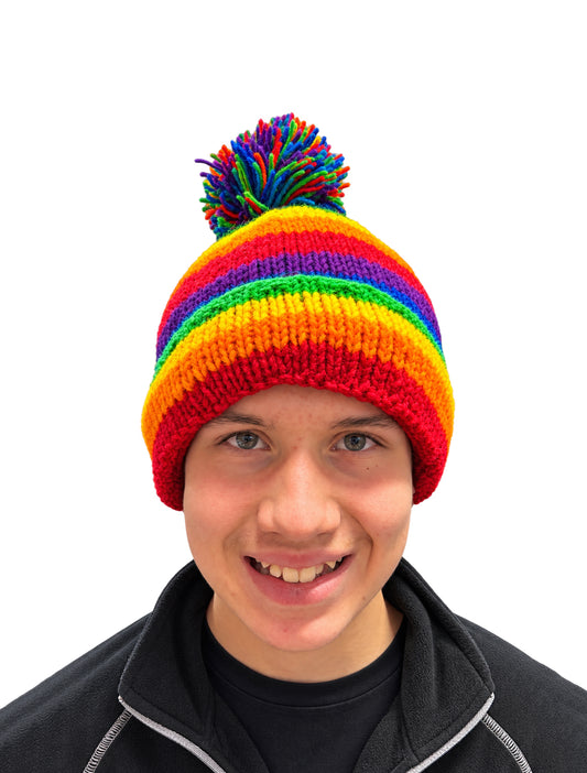 Knitted Rainbow Wool Hat 