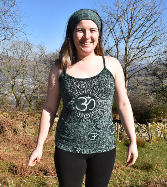 Om Print Cotton Strappy Top
