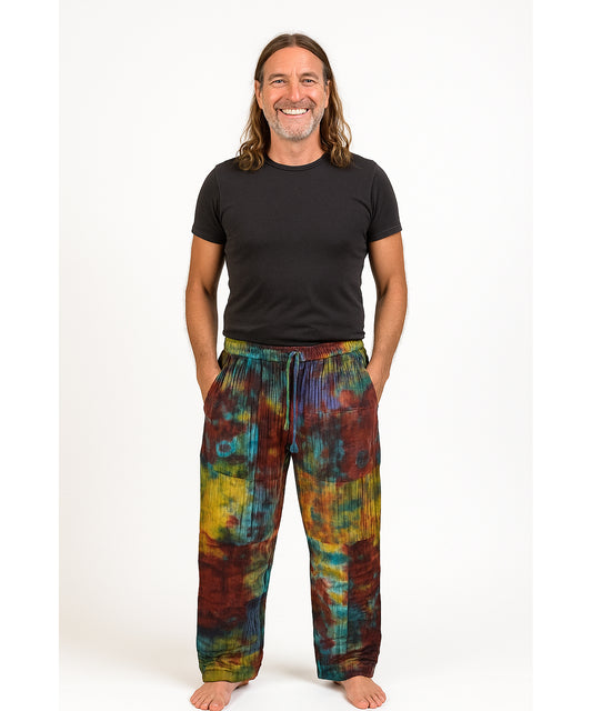Tie Dye Cotton Patchwork Trousers