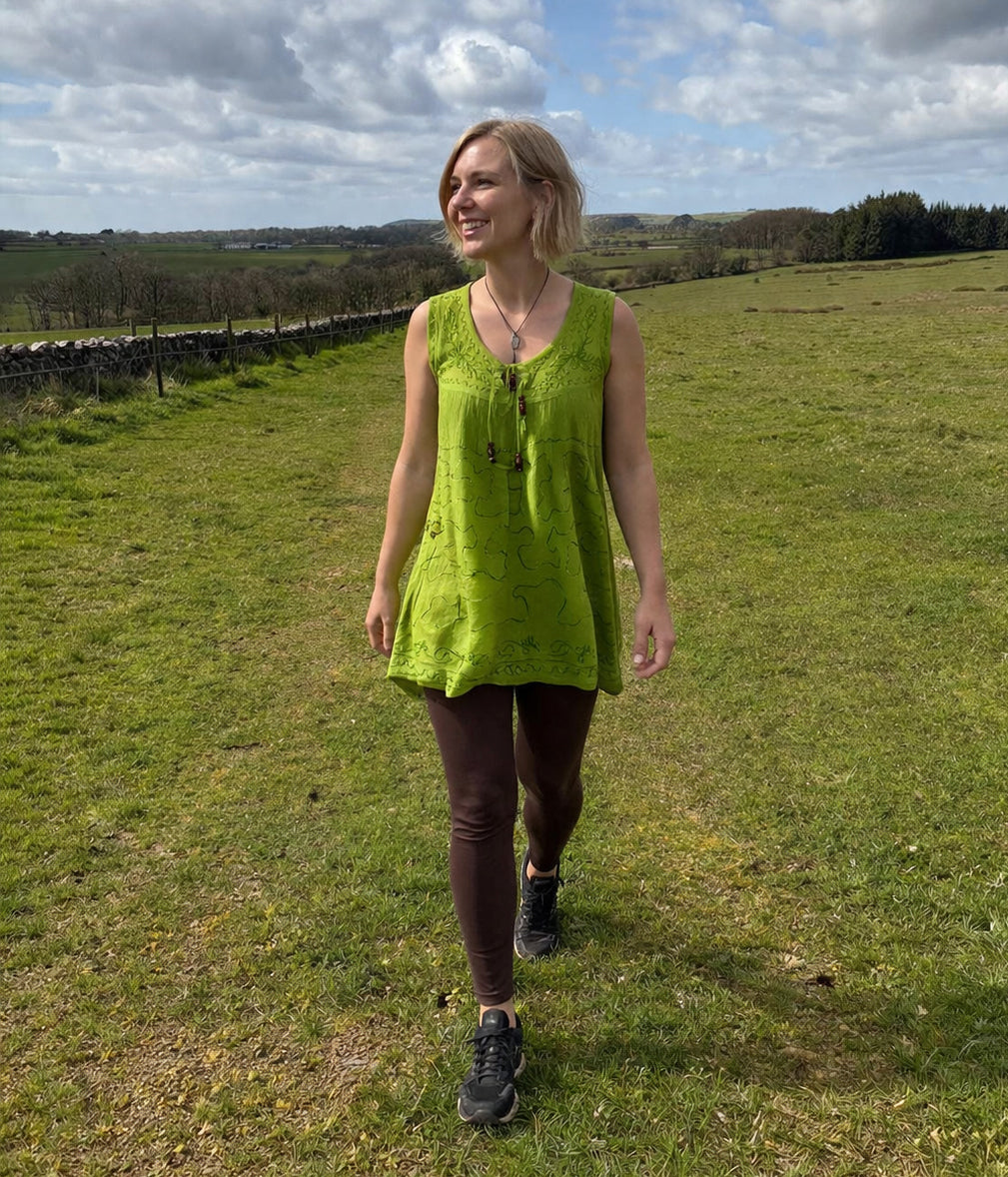 Embroidered Viscose Tunic Top